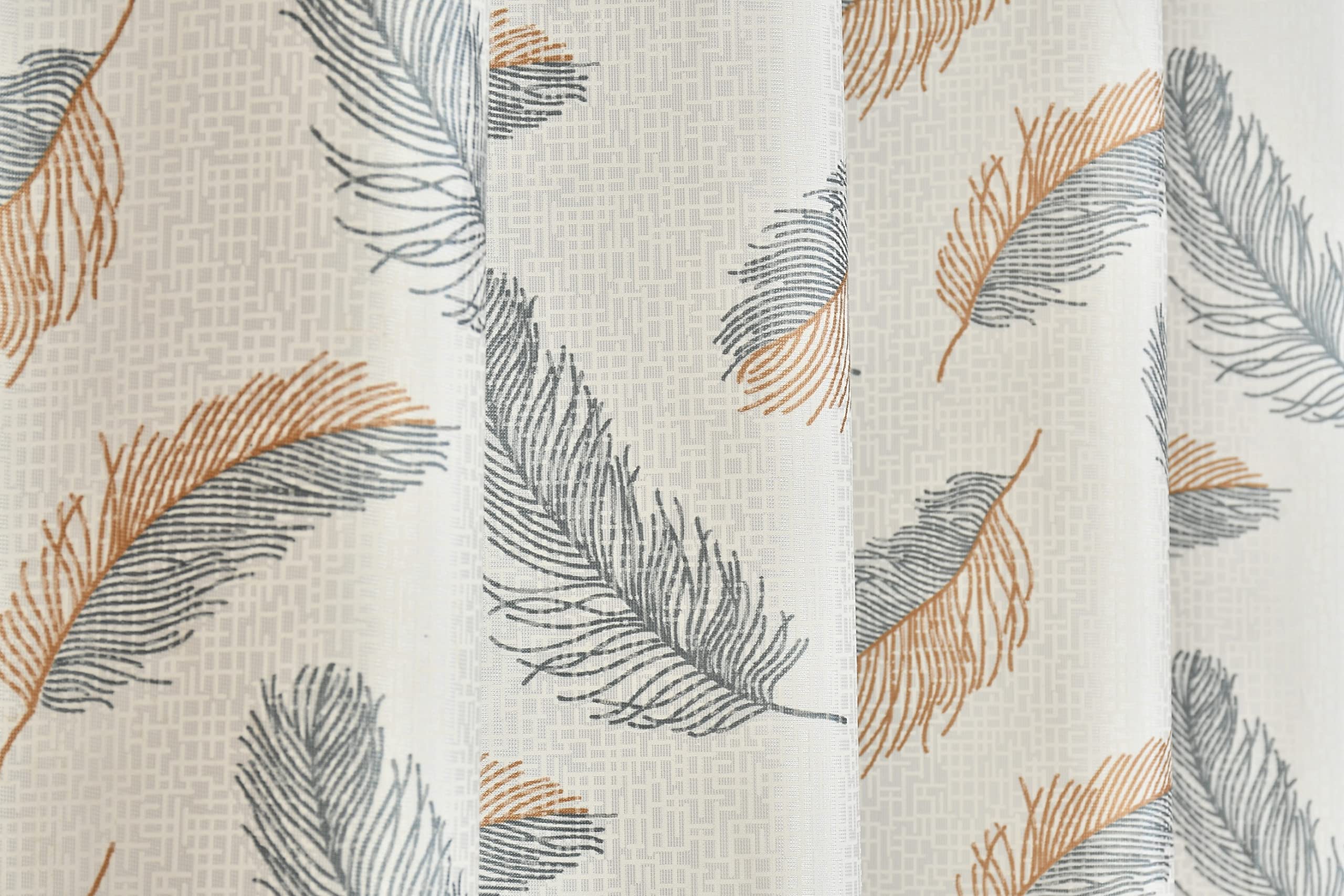 Yarnis Feather Printed Light-Filtering Curtains 5 Feet Long for Window Living Room, Grey, Parda, 1 Piece - Image 2 thumbnail