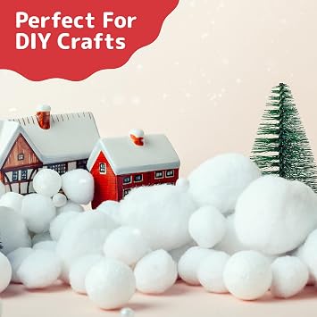 PREXTEX Fluffy Artificial Snow White | Soft Polypropylene Fiber for Decoration & Play | Throwable & Durable | 100 pcs per Unit, 5 Units per Carton