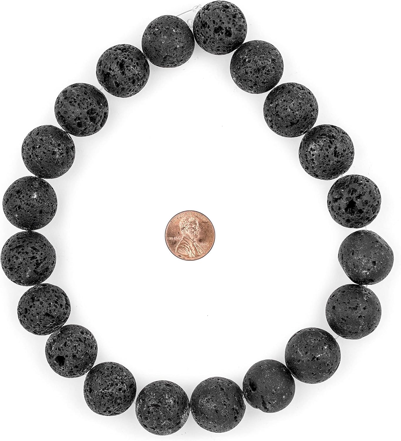 The Bead Chest 20mm Black Lava Gemstone Beads Round Crystal Energy Stone Healing Power for Jewelry Making, 15 Inch Strand