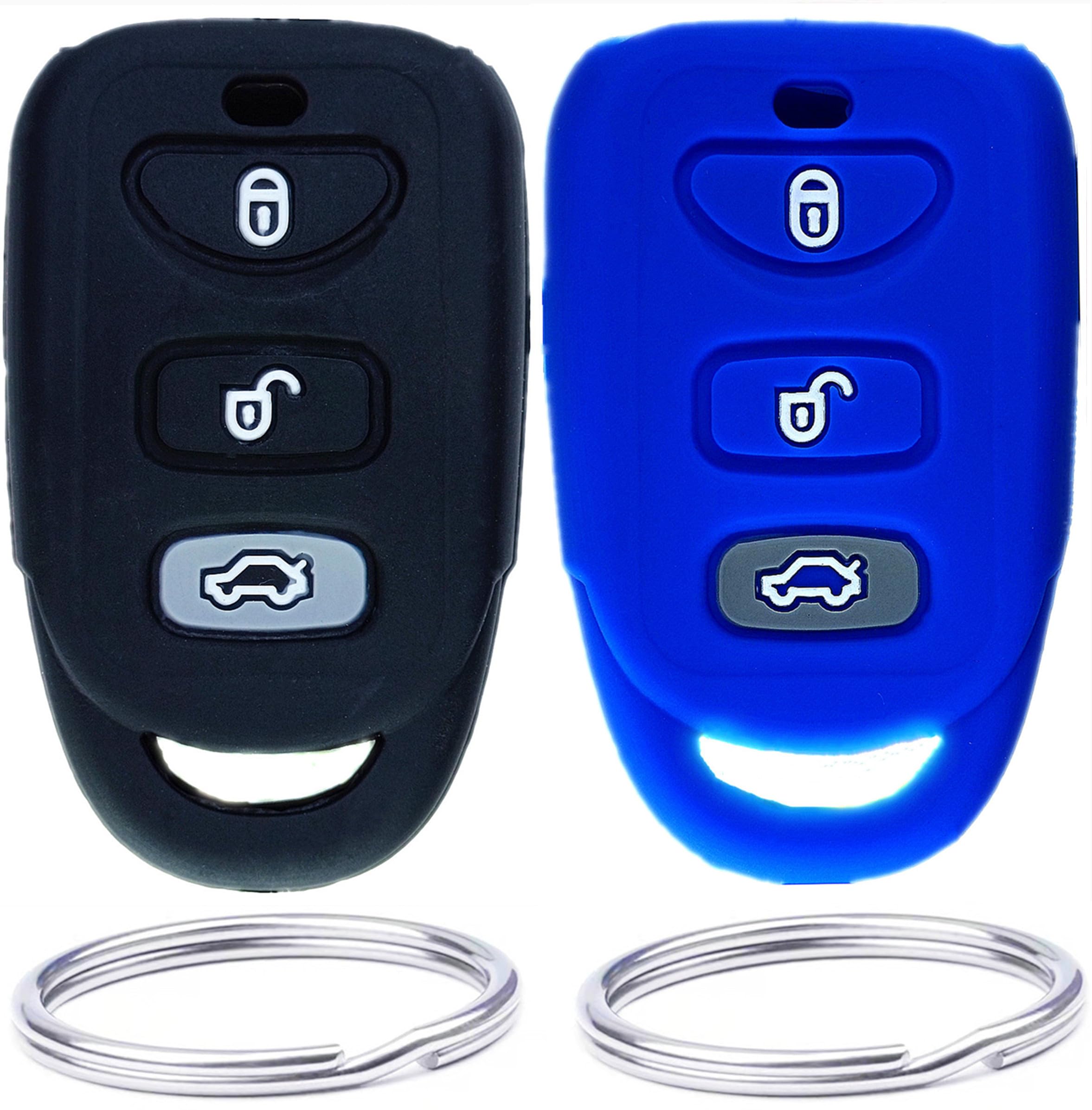BELONG TO YOU Smart Key Fob Cover Case Protector Keyless Remote Holder for Hyundai Elantra Genesis Sonata Kia Sorento Forte Optima (Black and blue)