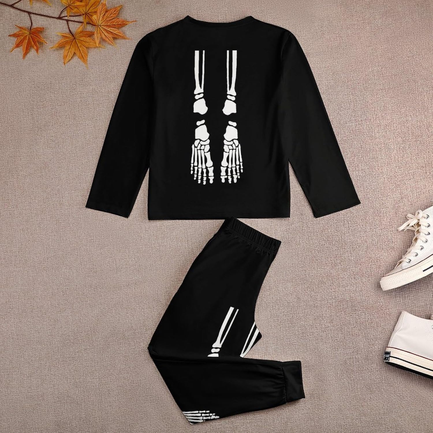 [mAnFcHiA] キッズ パジャマ 上下セット スケルトンボーン スカル 長袖 子供服 長袖パジャマ 肌に優しい 綿100% パ