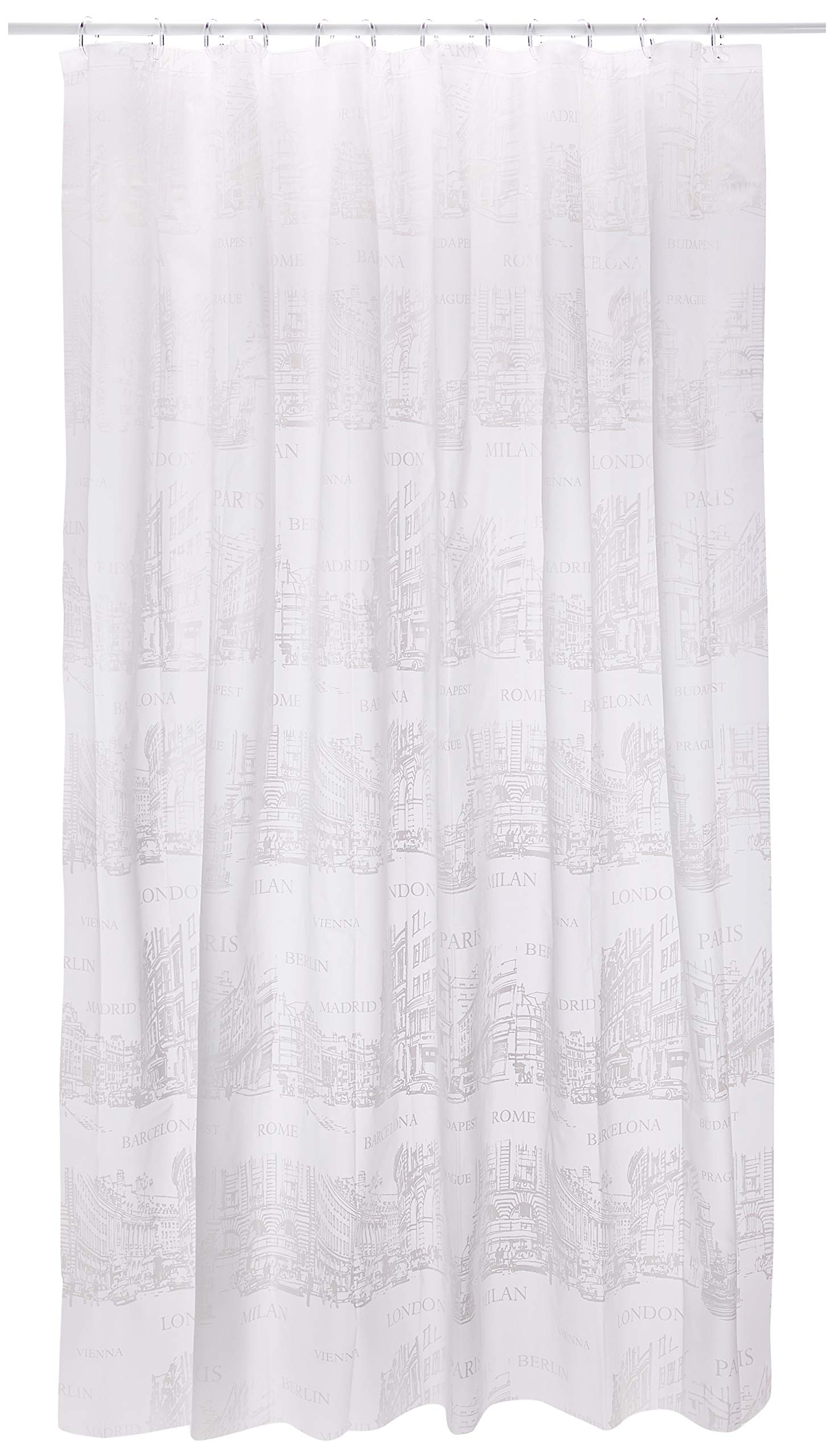 Spirella Lifestyle Plastic Curtain – Palazzo White 180 x 200 cm 1117619, White, Standard