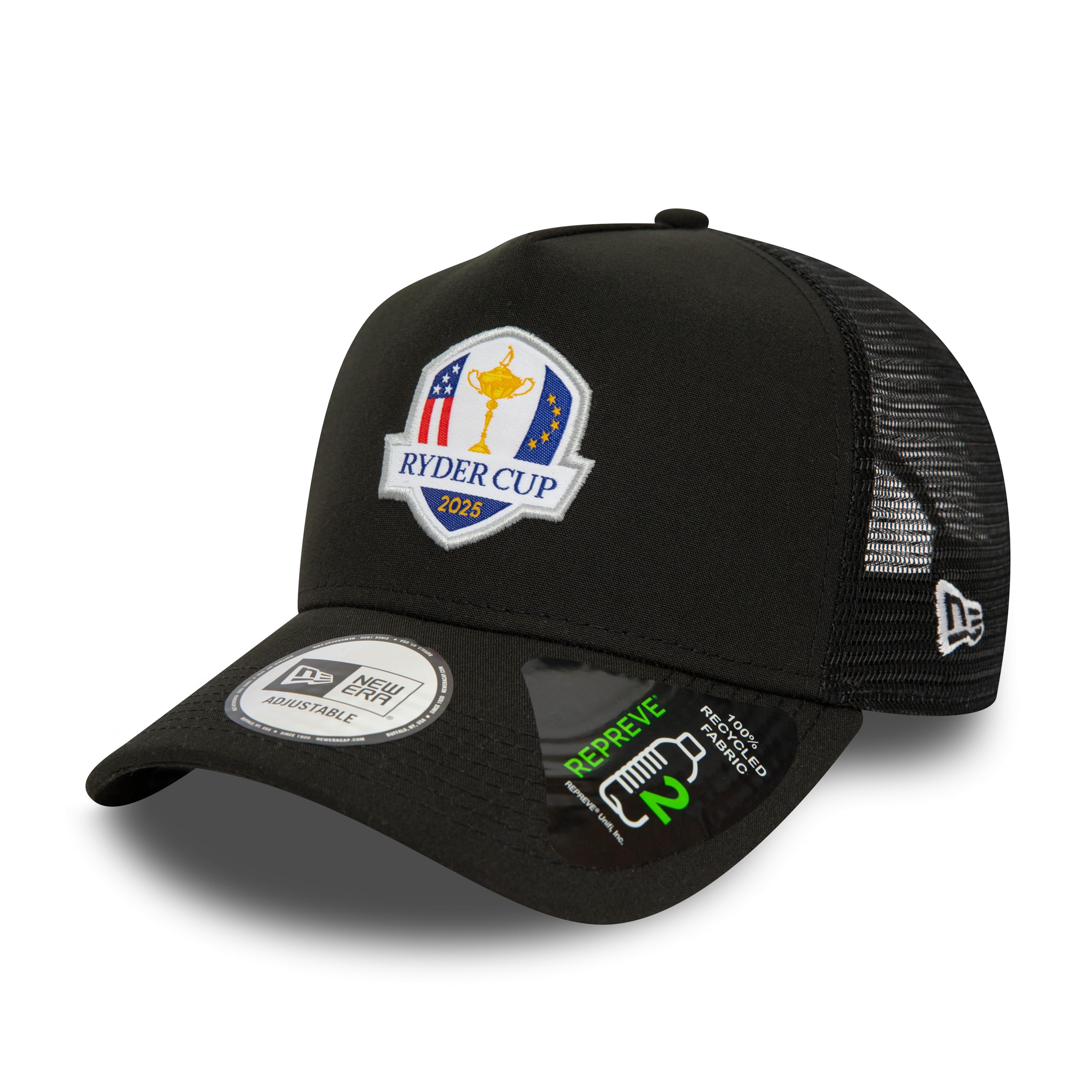 New Era Męska czapka baseballowa 9Forty Trucker Repreve Ryder Cup Golf czarna, Czarny, Rozmiar uniwersalny