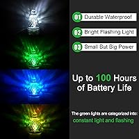 Vista 3 de AGOOL Luz de pesca subacuática, 4 unids luz de pesca de caída profunda impermeable intermitente LED luz de pesca nocturna atractiva luz verde luz