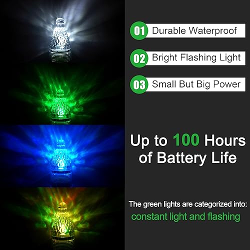 Miniatura 3 de AGOOL Luz de pesca subacuática, 4 unids luz de pesca de caída profunda impermeable intermitente LED luz de pesca nocturna atractiva luz verde luz