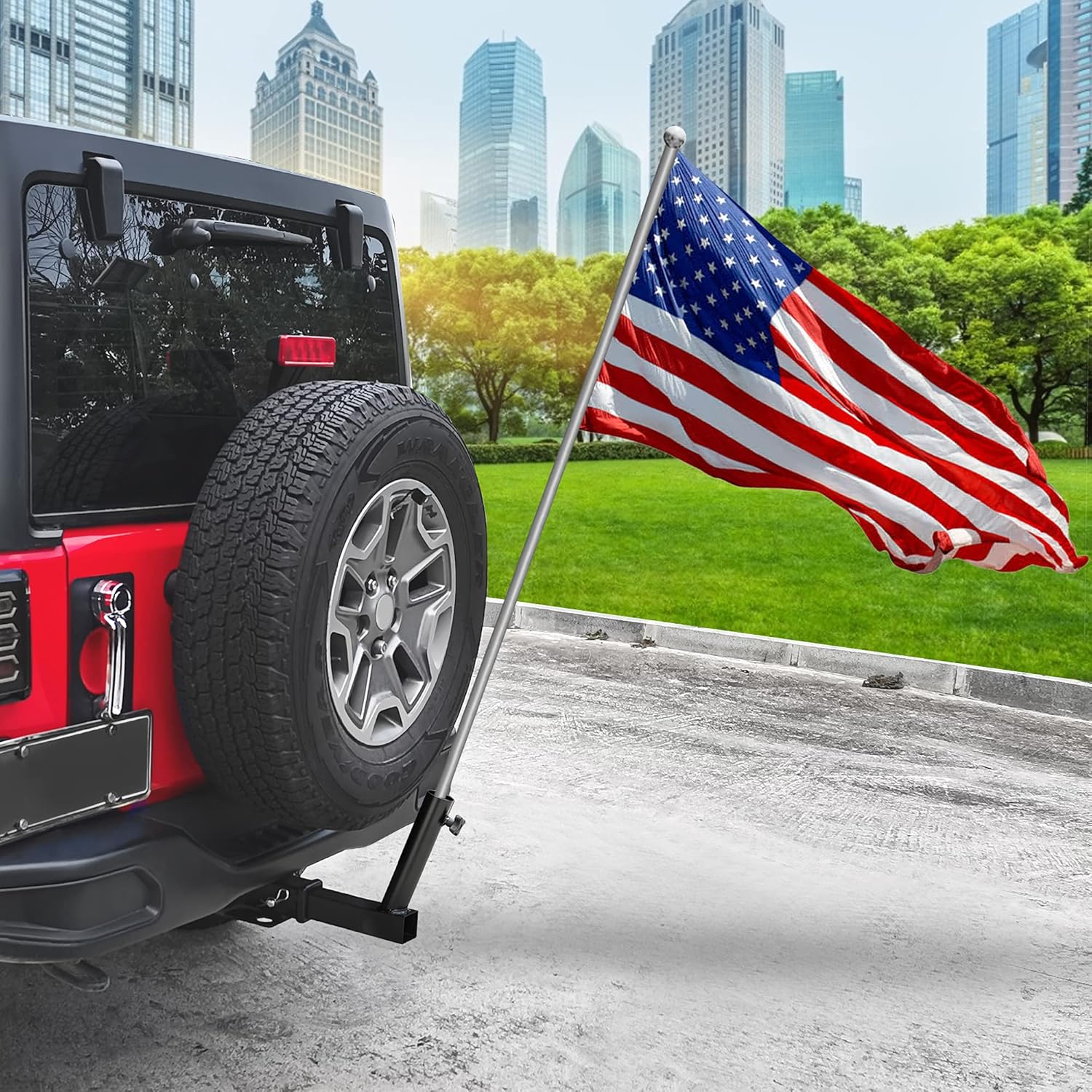KAIRAY Hitch Mount Flagpole Holder Universal for Standard 2 inch Hitch Receivers fit for Truck SUV RV Pickup