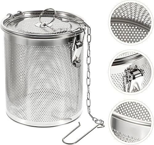 Miniatura 7 de Yardwe Cesta infusora de especias de acero inoxidable con gancho de cadena, colador de sopa de malla extrafina para cocinar, condimentar y preparar