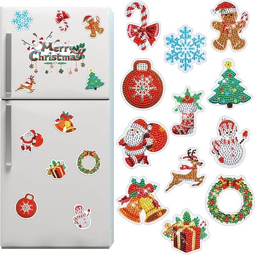 Chapou 12 piezas de imanes de pintura de diamantes de Navidad DIY kits de pintura de diamantes con forma especial para niños, kits de pintura de disponible en Yaxa El Salvador