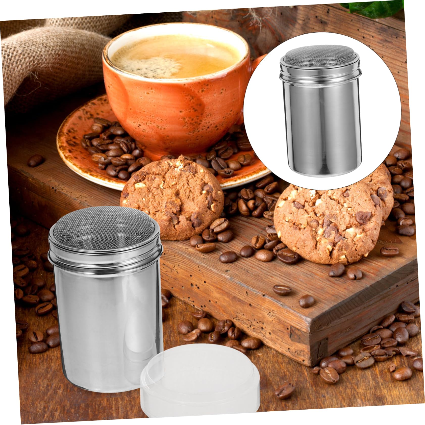 PRETYZOOM Cocoa Shaker Lid for Coffee Chocolate Sprinkle Sifter Powdered Sugar Duster