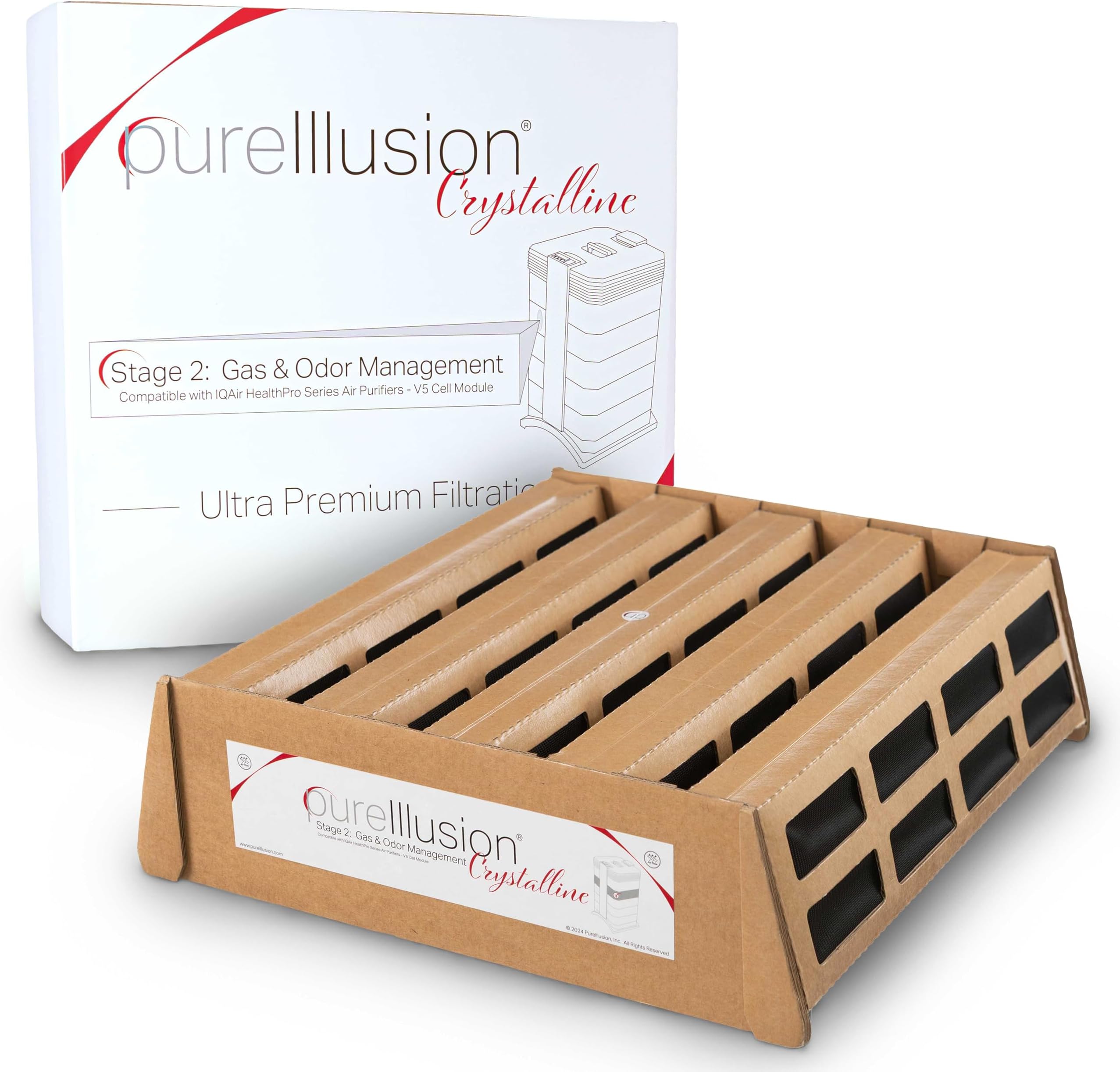 PureIllusion Scientifically Tested Gas & Odor Filter for IQAir HealthPro Series Air Purifier - Ultra Premium Filter fits V5 Cell Module - Genuine Crystalline