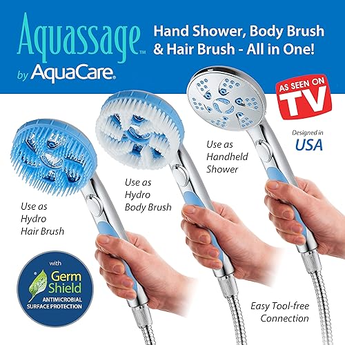 Miniatura 7 de Aquassage 6 en 1 de alta presión por AquaCare - Combo de 76 modos de 3 vías, cabezal de ducha, ducha de mano, cepillo corporal, cepillo para el
