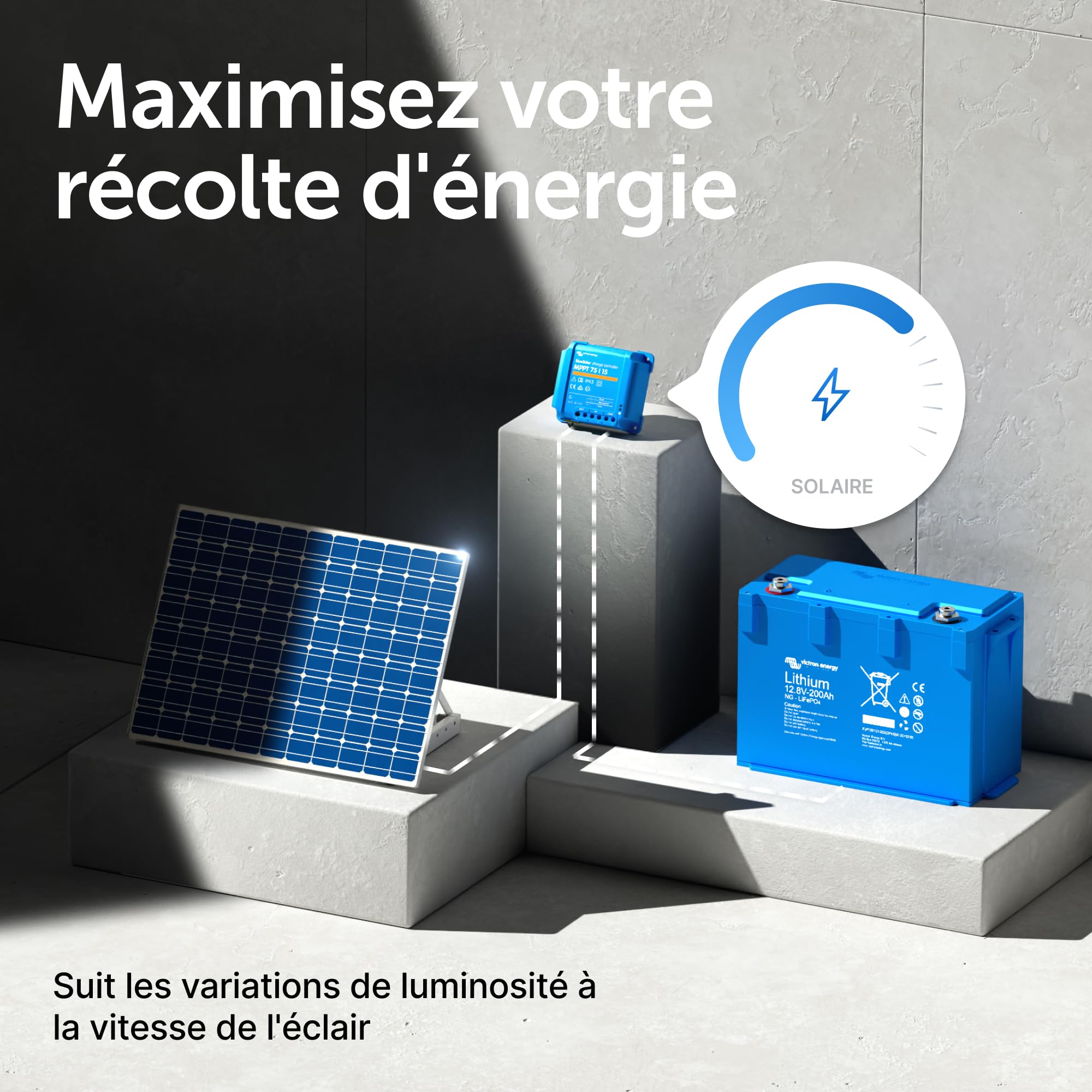 Victron Energy BlueSolar Contrôleur de charge solaire MPPT 75 V 15 amp 12/24 Volt