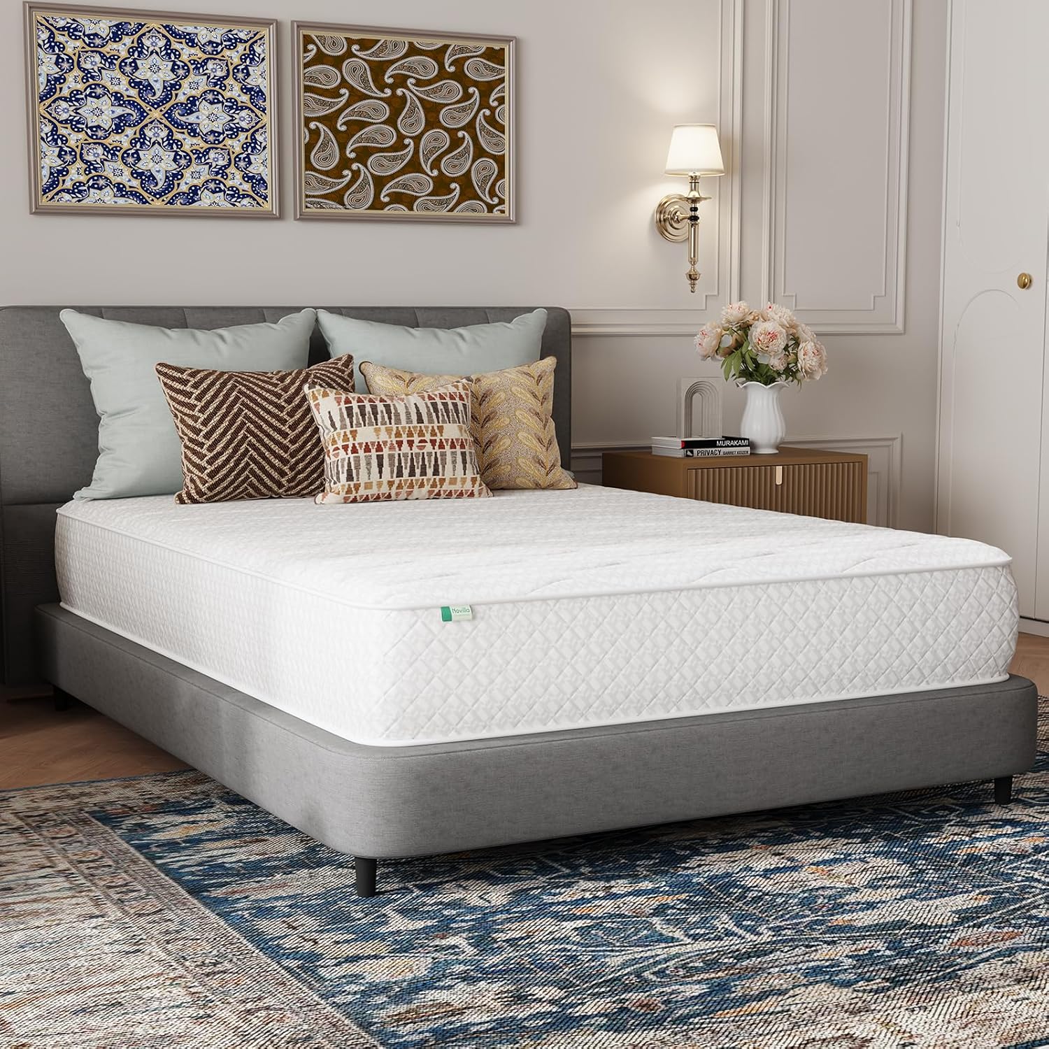 Novilla 4FT6 Double Mattress, Hybrid Pocket Sprung Mattress in a Box, 20cm Deep, Medium Firm, Breathable Cover, Ideal for Guest Beds & Kids’ Rooms, Oeko-Tex Certified Fabric, 135x190x20cm image 1