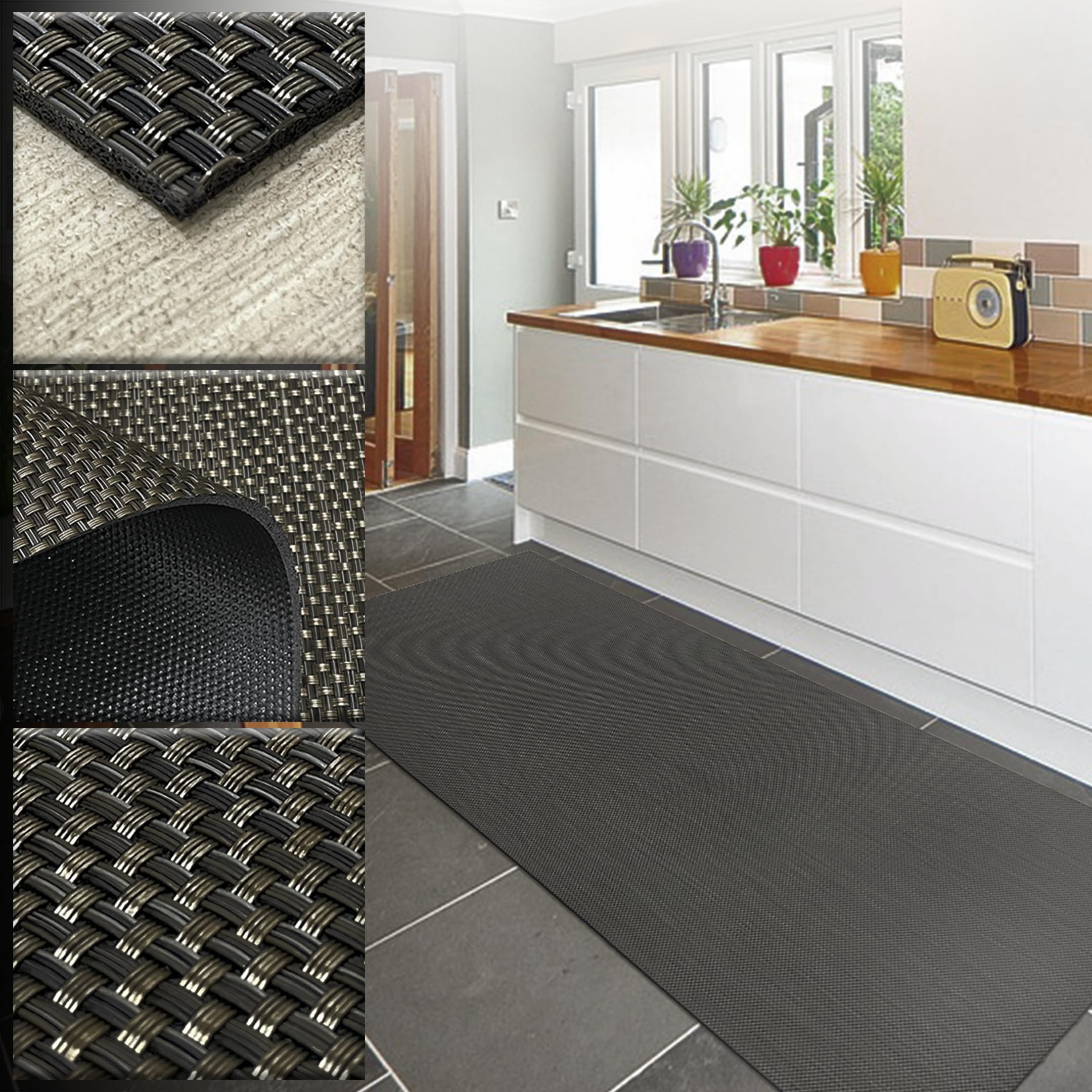 Alfombra vinilica lavable resistente al agua para cocina y exterior