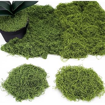 QMLING 200 g Artificial Moss for Crafts and Decorating, Artificial Moss | 100 g dark green, 100 g, light green, decorative mo
