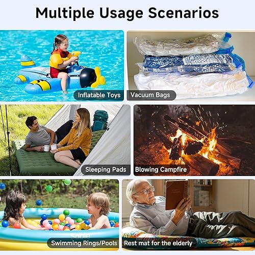 Miniatura 5 de Portable Air Pump for Inflatables, 4.5kPa Mini Air Mattress Pump with Camping Light, 2400mAh Battery Rechargeable Air Pump for Pool Floats, Sleeping