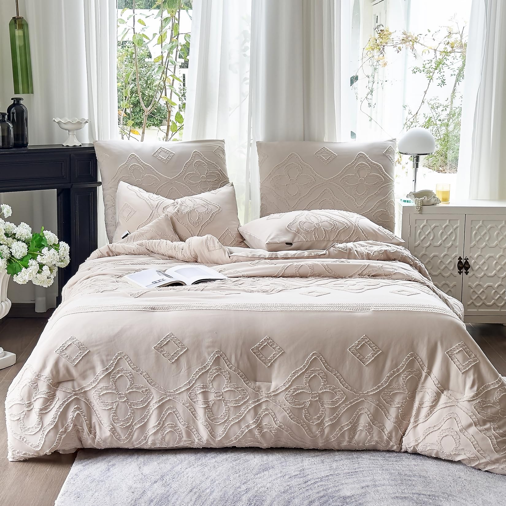 Boho Schmusetuch Set Queen - beige getuftet