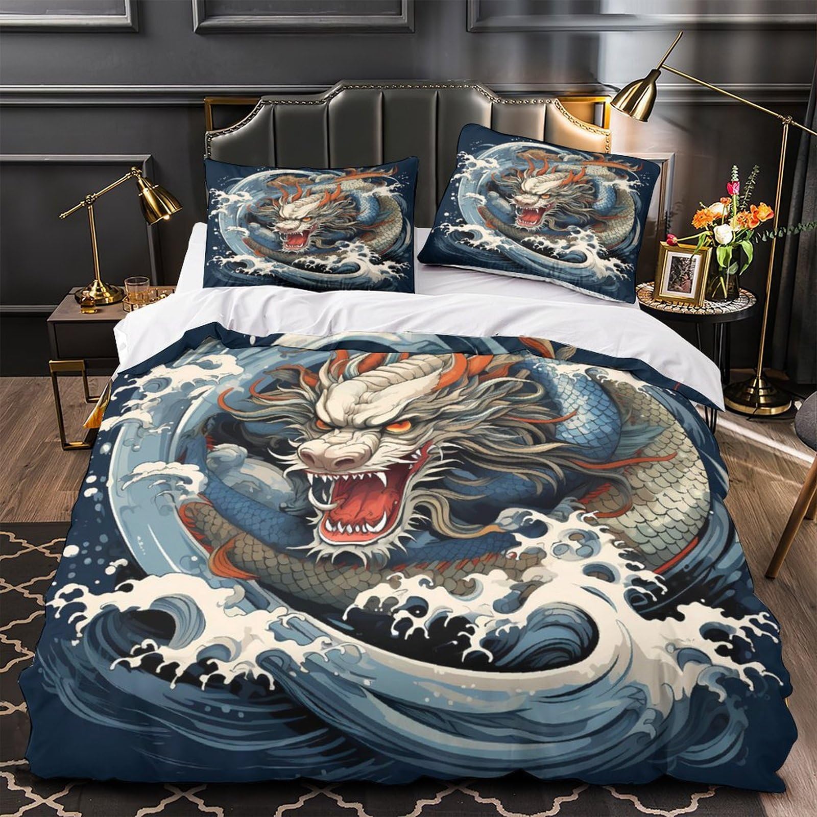Parure de lit océan coucher de soleil pour une chambre parentale apaisante