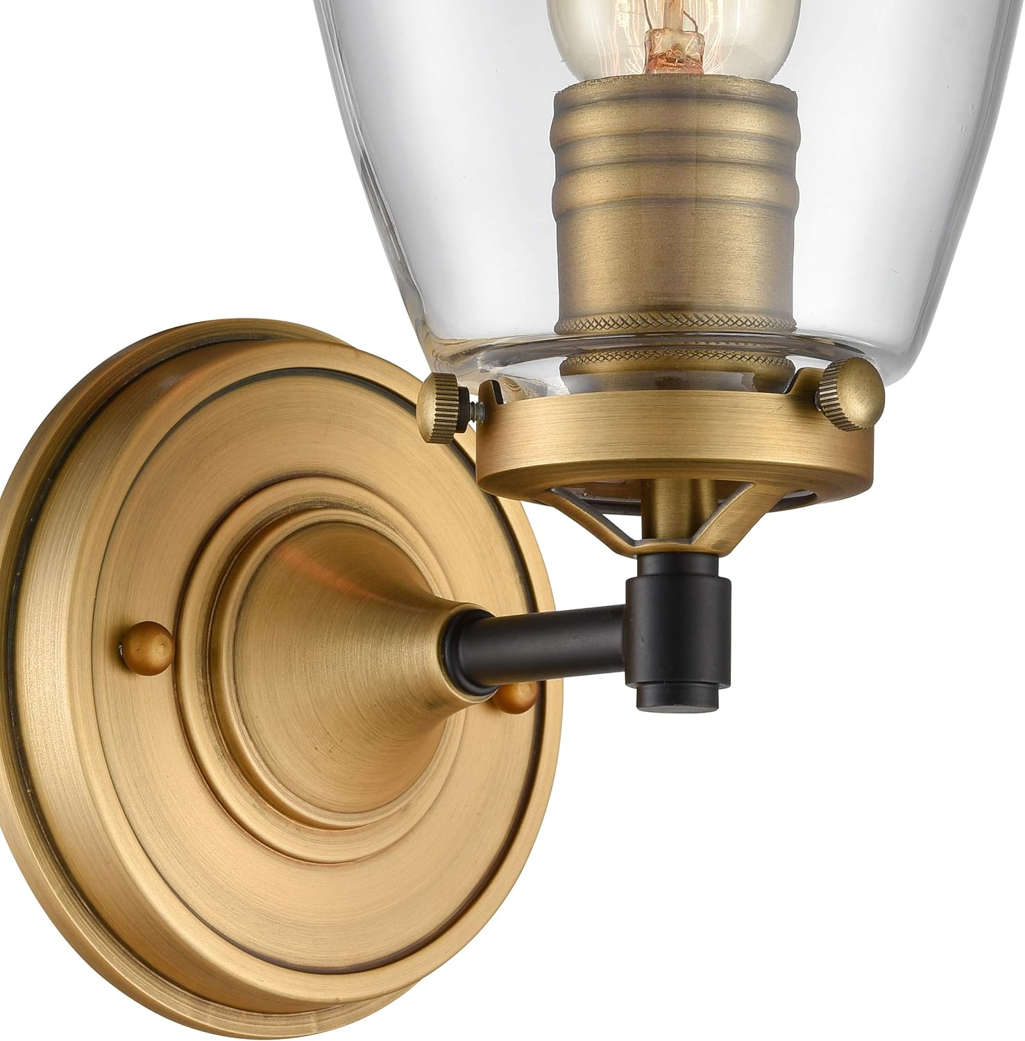 Big Sale WILDSOUL 40051AB-2 Modern 1-Light Bath Vanity Wall Light Lamp Fixture, LED Compatible Vintage Farmhouse Dome Wall Sconce, Antique Brass Finish with Clear Glass and Brass Parts, Pack of 2