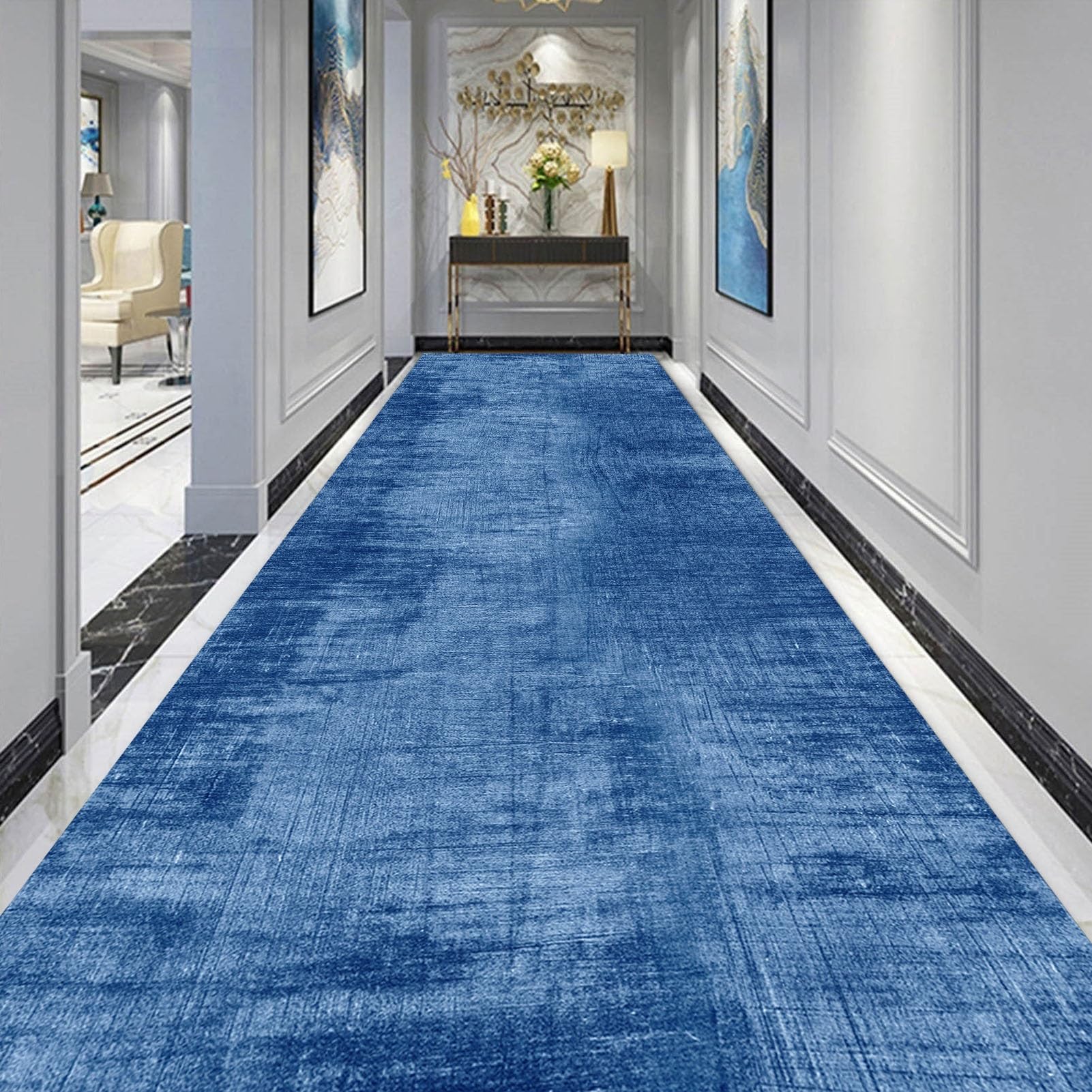 Tappeto blu lungo per corridoio, antiscivolo, lavabile, per porta, per scale, corridoio, ingresso, corridoio, moquette, 100 cm 1,5 m 2 m 250 cm 300 cm 4 m 5 m 6 m (Size : 120×300cm)