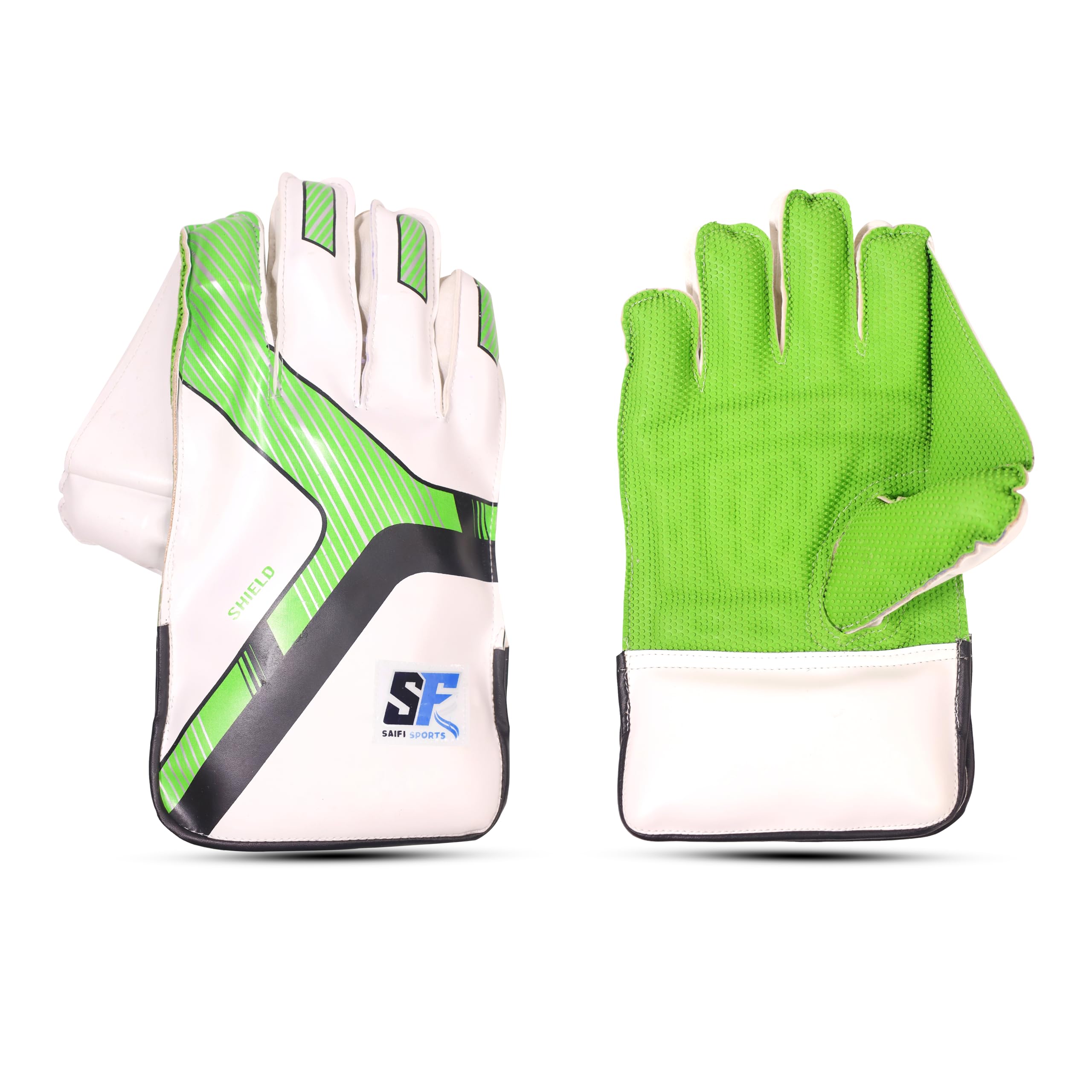 SAIFI SPORTS Shield Cricket Wicket Keeping Gloves RECOMMANDED for Leather Ball for Men in Green Colour (Green)-image-10