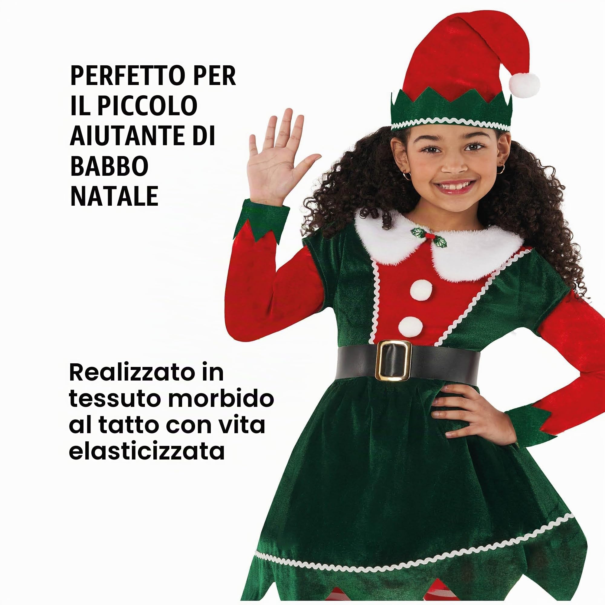 Morph Costume Elfo Bambina, Vestito Da Folletto Bambine, Abito Natalizio Per Bambini