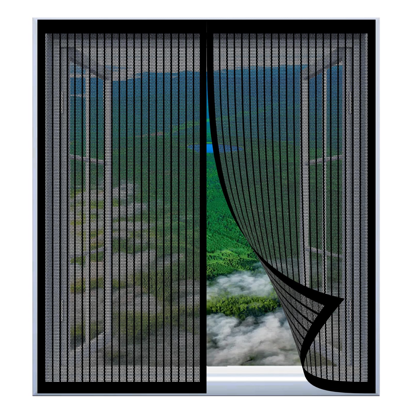 Yuanwan Black Fly Screens For Windows 110 X 110 Cm Easy Installation No Drilling Or Screwing Reinforced Anti-Tearing Insect Fly Mesh For Windows Nets To Keep Bugs Out,