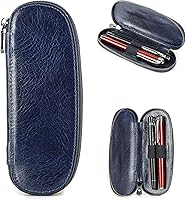 Vista 25 de Estuche Superior de Cuero Genuino de Grano Superior con 3 Ranuras para Lápices/Bolígrafos, Diseño de Moda Sólido Sin Logo, Hecho a Mano, Cierre