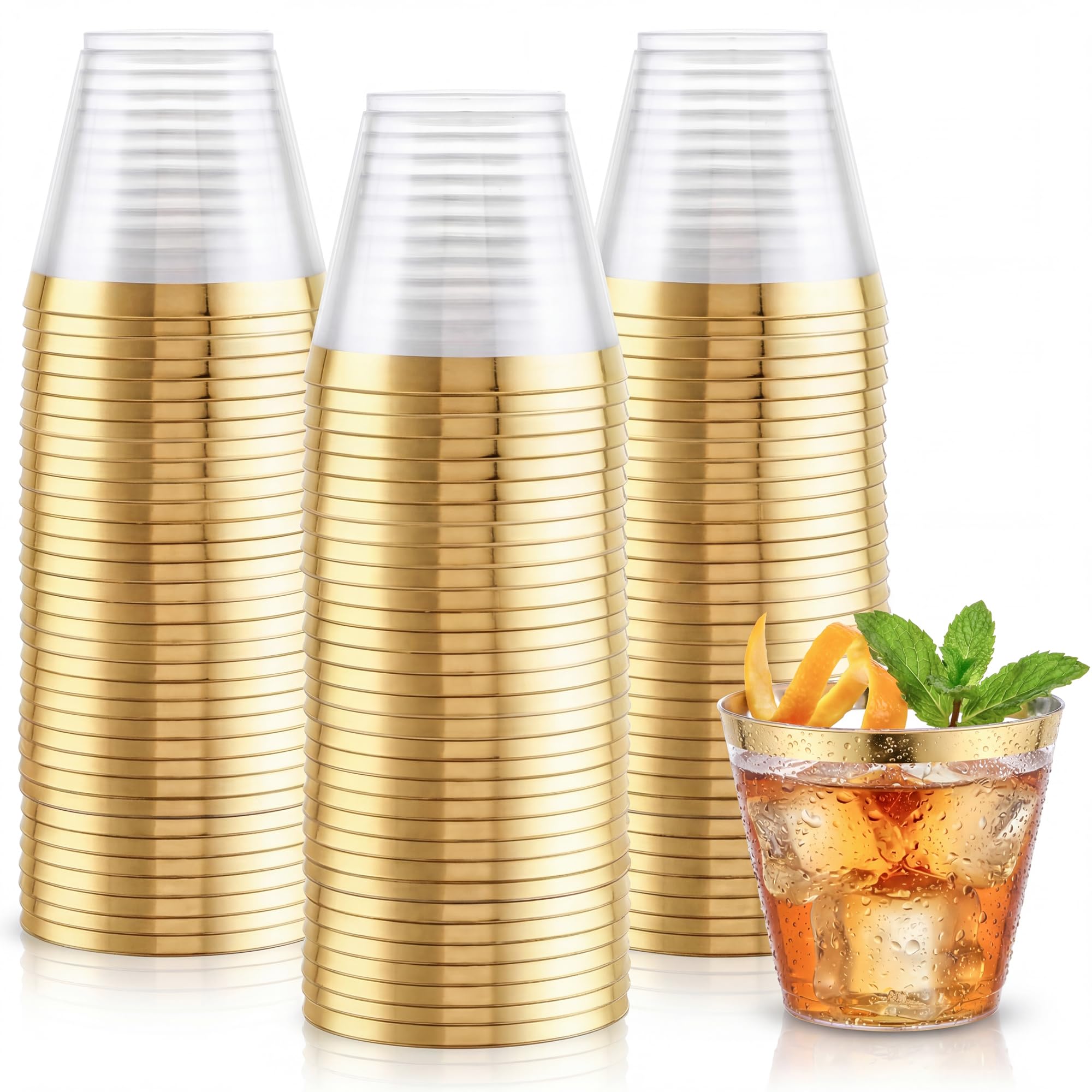 Hioasis 200-Pack Gold Trim Cups