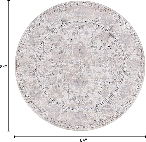 Miniatura 2 de Rugs.com - Alfombra de la colección Oregon, alfombra redonda de pelo bajo de color marfil de 7 pies perfecta para cocinas y salas de estar