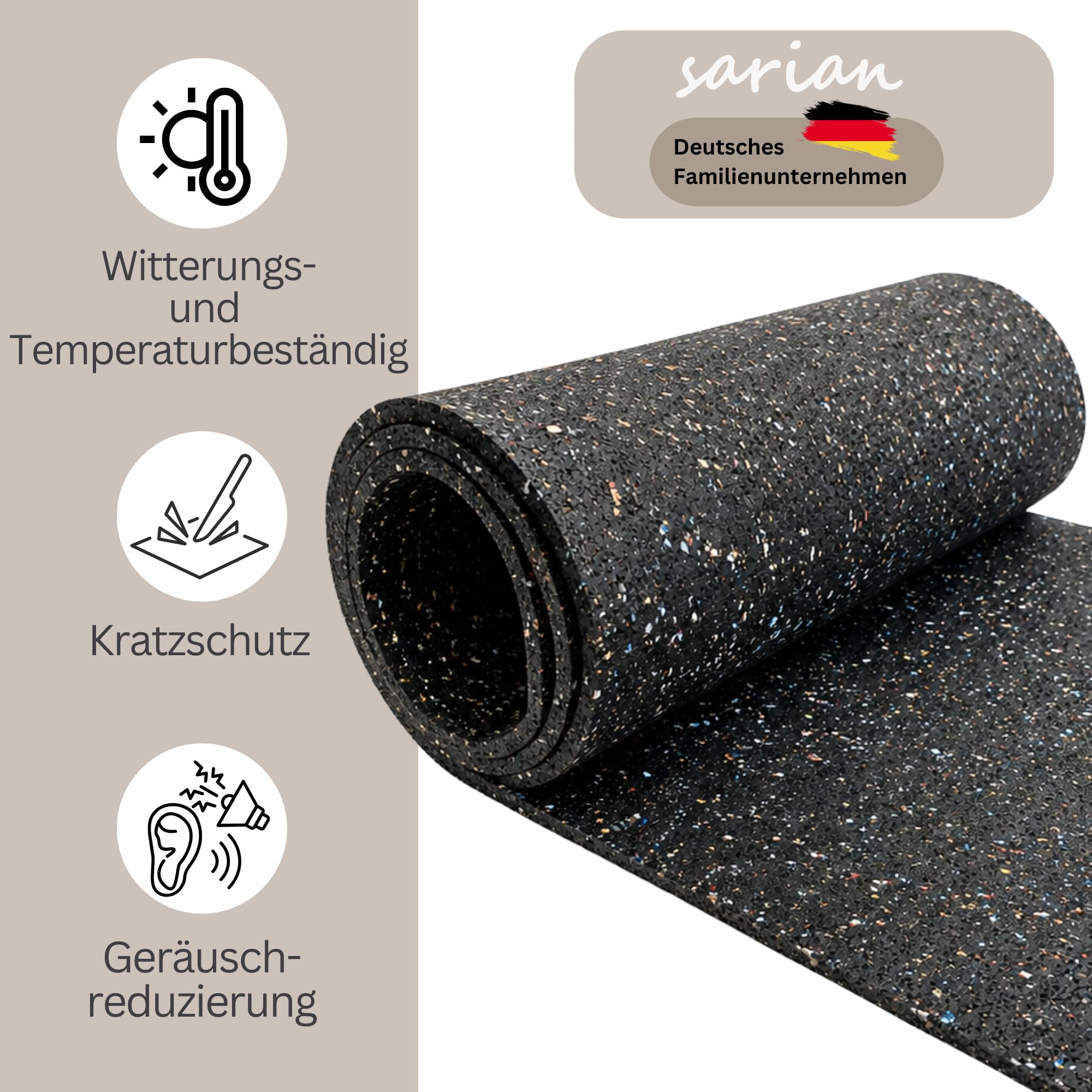 sarian Bautenschutzmatte STÄRKE: 3mm BREITE: 1000mm (1m) LÄNGE: 4000mm (4m) Gummimatte Ladungssicherung Schutzmatte Gummigranulat (Länge: 4 Meter)