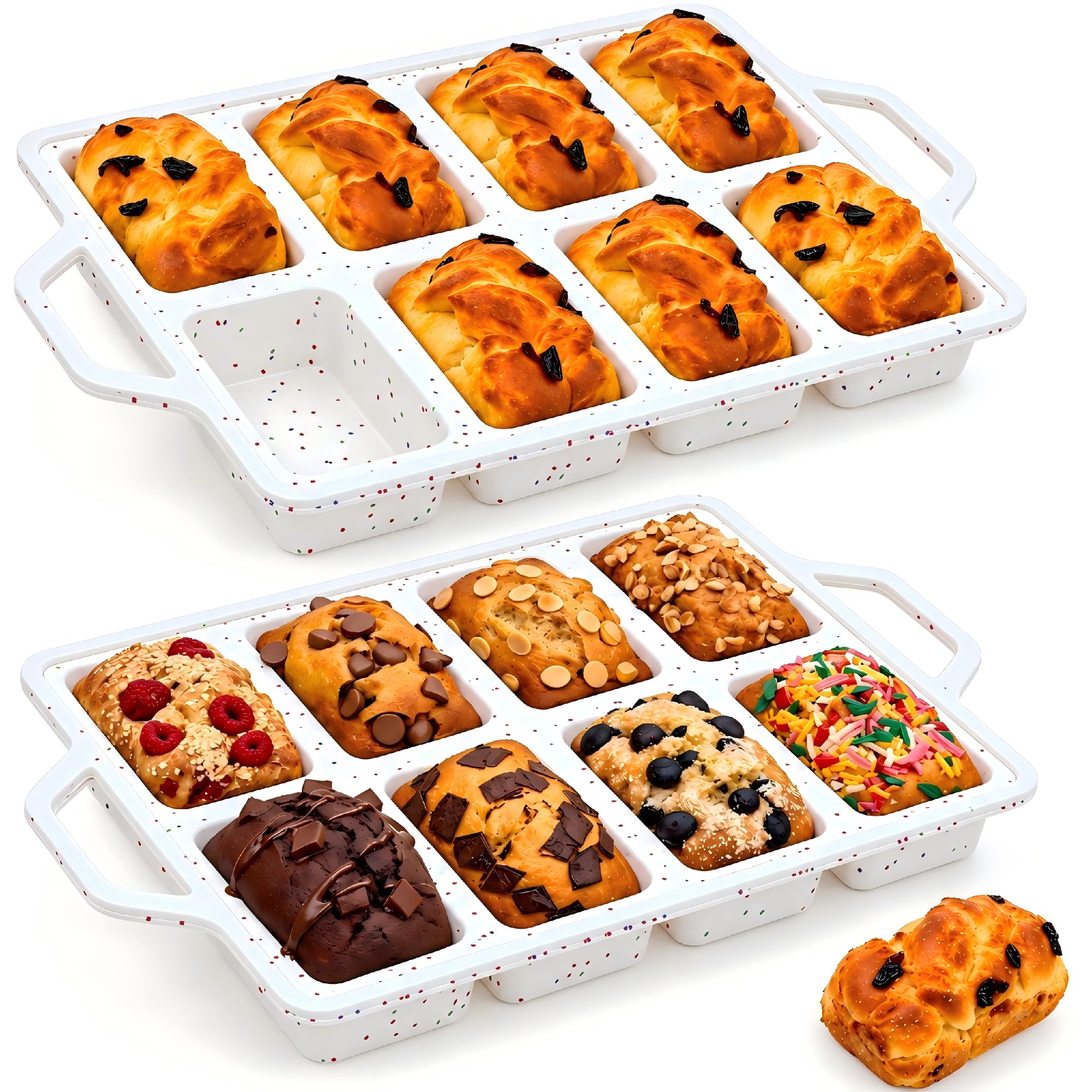 Vinino 2 Pack Mini Silicone Loaf Pans with Metal Reinforced Frame