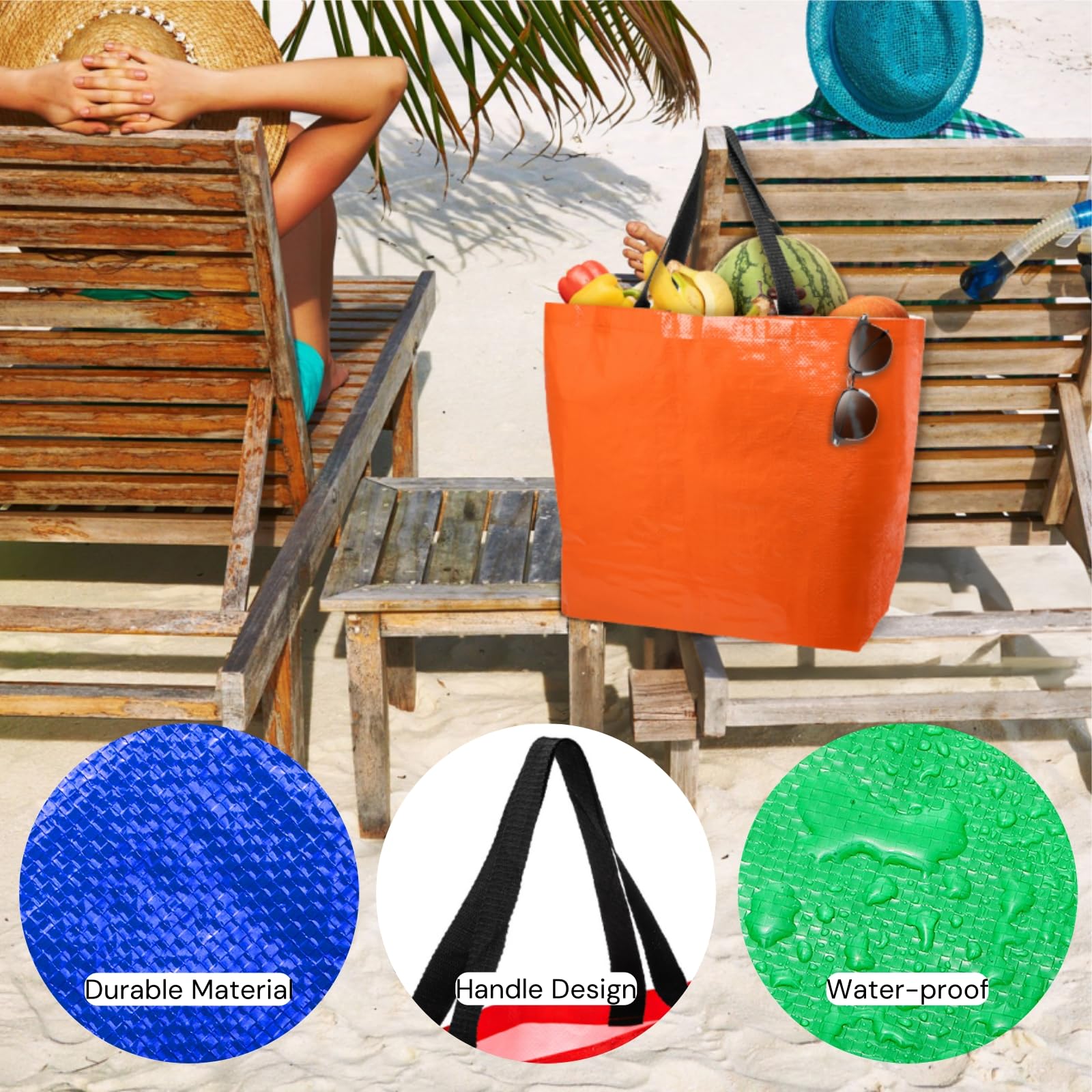 12 bolsas de comestibles, bolsa de compras reutilizable resistente con asas, bolsa impermeable de tamaño mediano para frutas, verduras, ropa, botellas, bebidas, organización, Amarillo, azul,