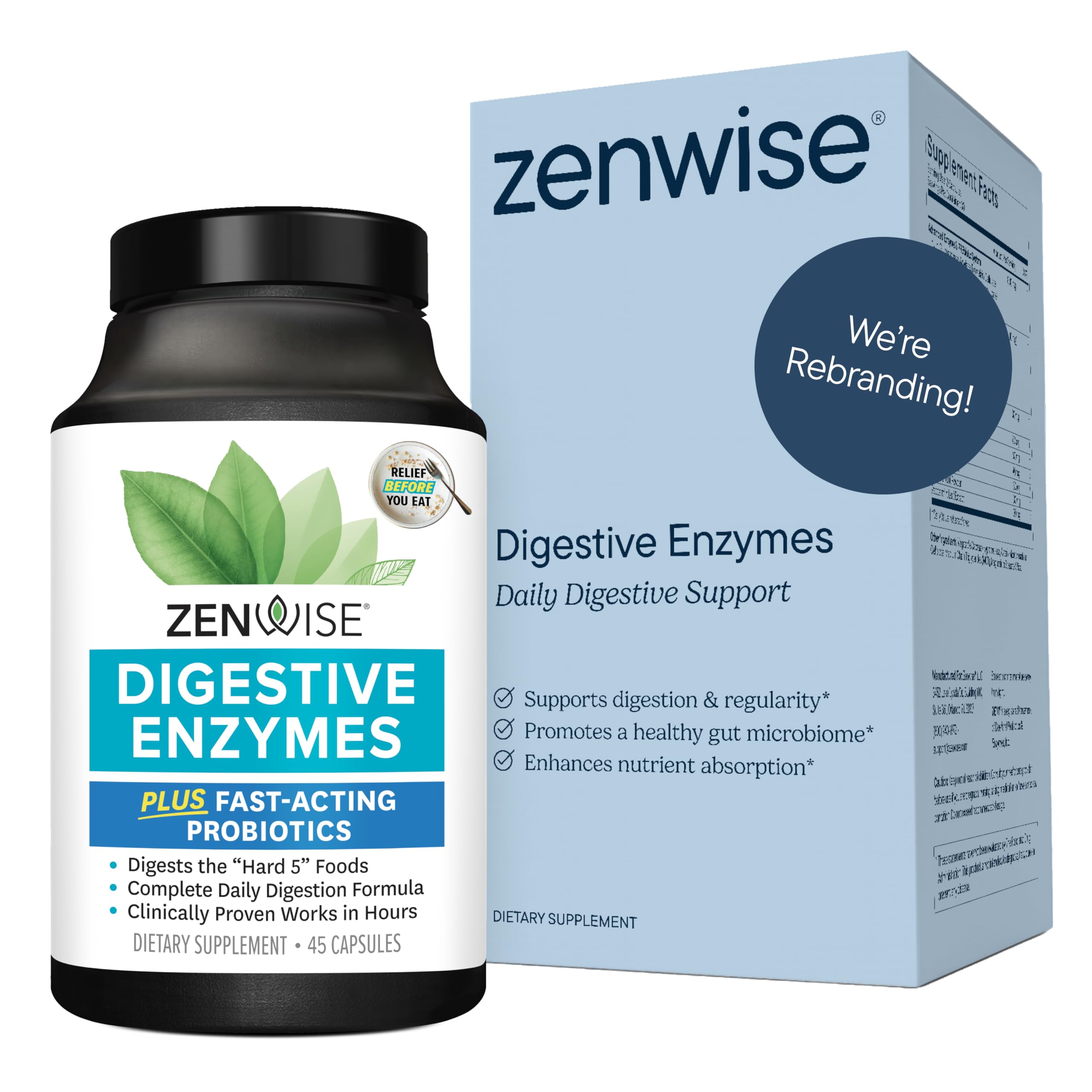 Zenwise Health Digestive Enzymes for Gut Health & Bloating Relief - Multi Enzymes Digestion Supplement with Probiotics, Bromelain & Papaya for Digestive Health Support - Men & Women - 45 Count