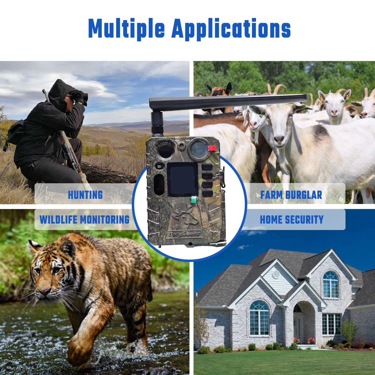 Bolyguard 4G 37MP 4K Cámara Salvaje con Transmisión por Celular, cámara de Caza con visión Nocturna activada por Movimiento, 30 m Visión Nocturna, MMS, GPRS y Correo Electrónico
