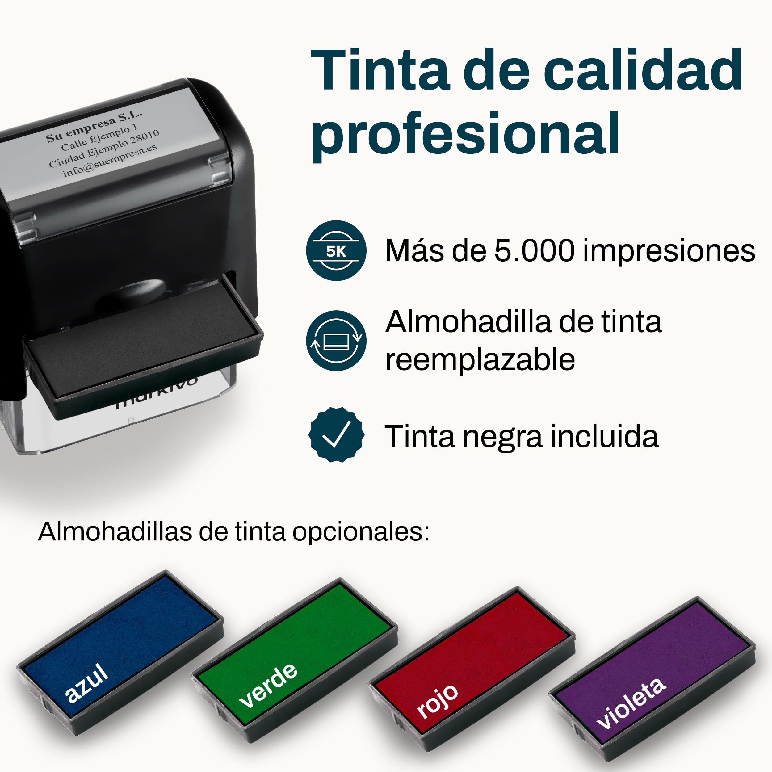 Sello Personalizado 47×18 mm para Empresas, Oficinas y Médicos – Negro (M)