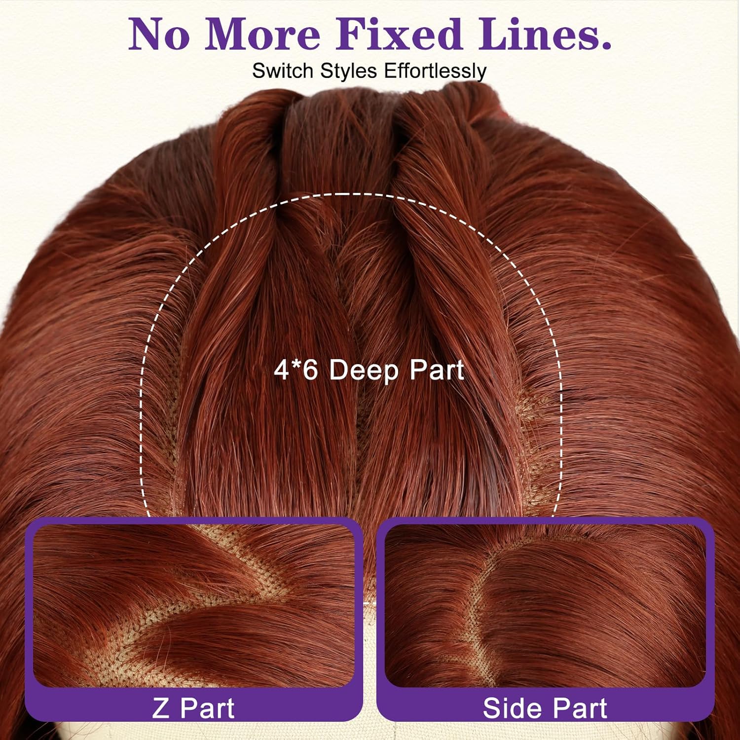 Ginger Auburn Synthetic Lace Front Wig 26 Inch - 6x4 HD Transparent Lace Body Wave Glueless Wigs for Women, Copper Red Long Layered Natural Hairline Pre Plucked Heat Resistant Fiber for Daily Party