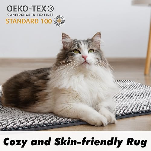 Miniatura 8 de BEDELITE Alfombra de baño de felpilla antideslizante, súper gruesa y absorbente para el suelo del baño, alfombra de baño suave, lanuda gris, lavable