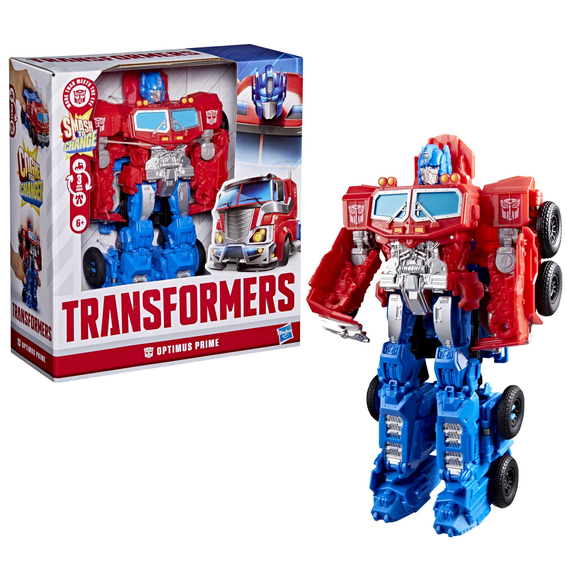 Transformers Smash Changers Optimus Prime Action-Figur, lässt Sich vom Roboterspielzeug in einen Truck verwandeln, ab 6 Jahren