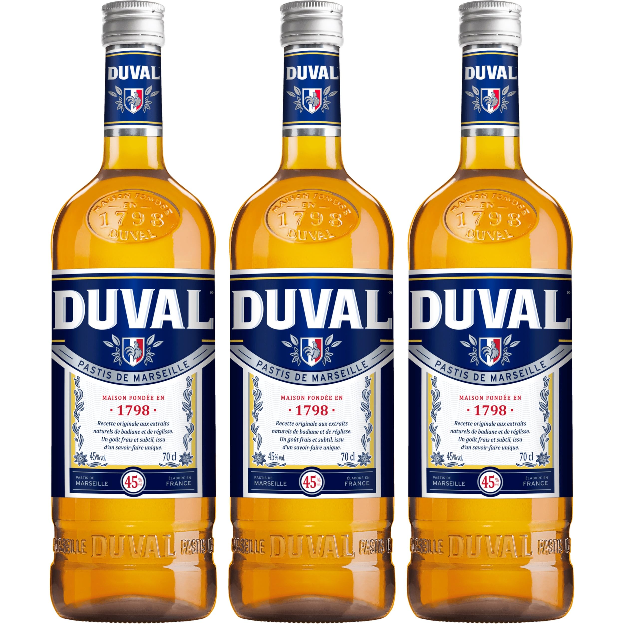 Duval Pastis de Marseille Destillat VEGAN Frankreich inkl. FeinWert E-Book (3 x 0.7 l)