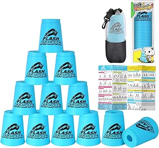 Cup Stacking Game, 12pcs Stacking Cups Set, Challenge Competition Sport Training Party idea Quick Cups Games for Kids and Adults (Blue)