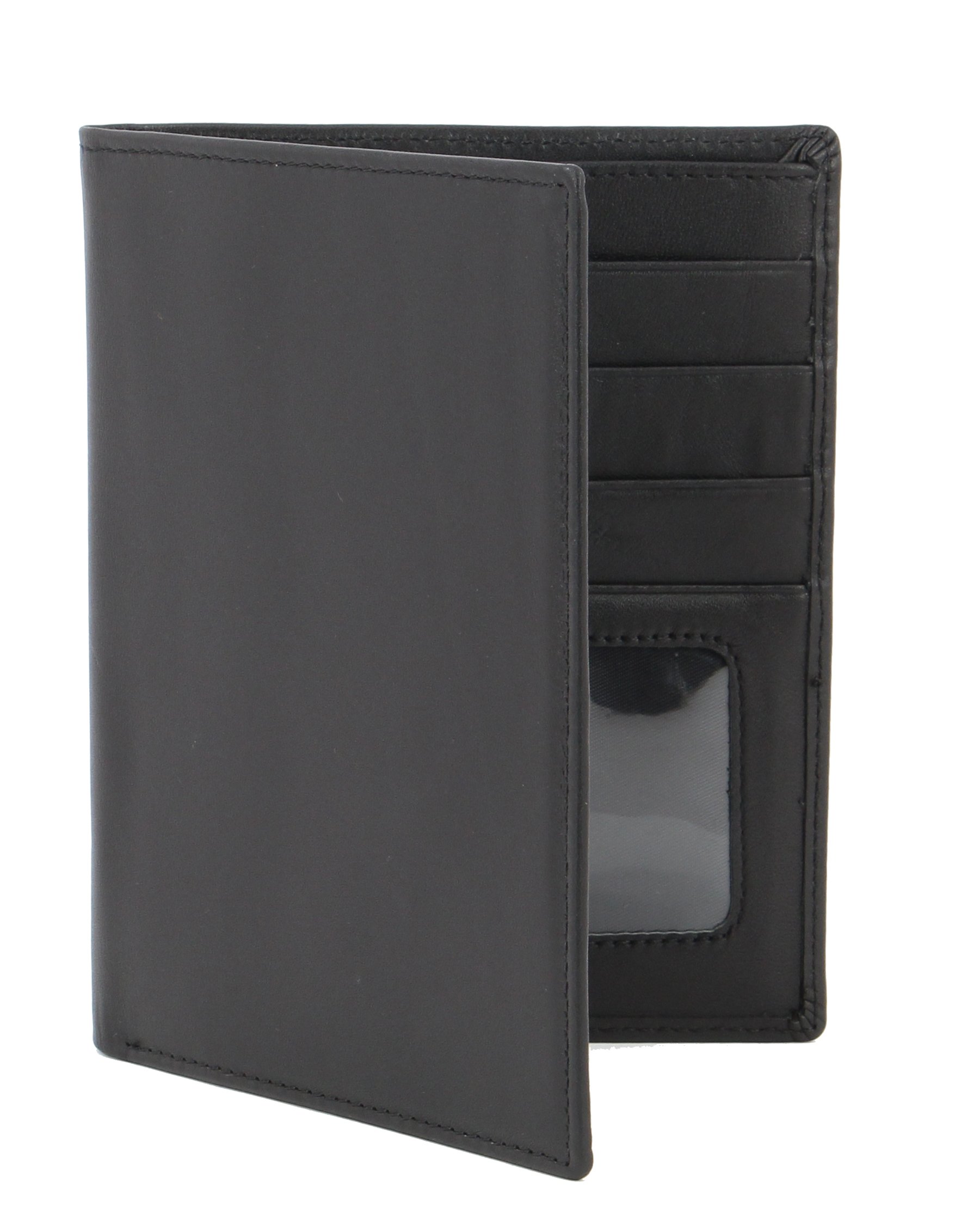 myBittiPassport Wallet Executive Unisex Sheep Leather Boarding Pass Holder Black