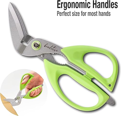 Miniatura 6 de Beaditive Tijeras de artesanía en ángulo multiusos de 7 pulgadas, acero inoxidable japonés, hoja dentada, tijeras de manualidades para cartón,