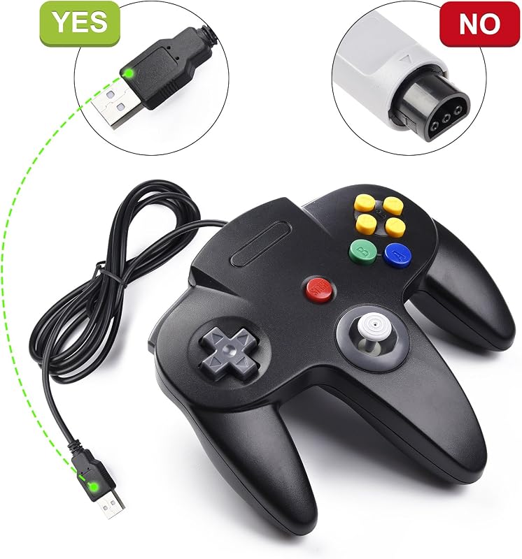 Miadore 2x Retro N64 USB Gamepad Joystick Klasszikus Vezetékes Vezérlő PC Mac Raspberry