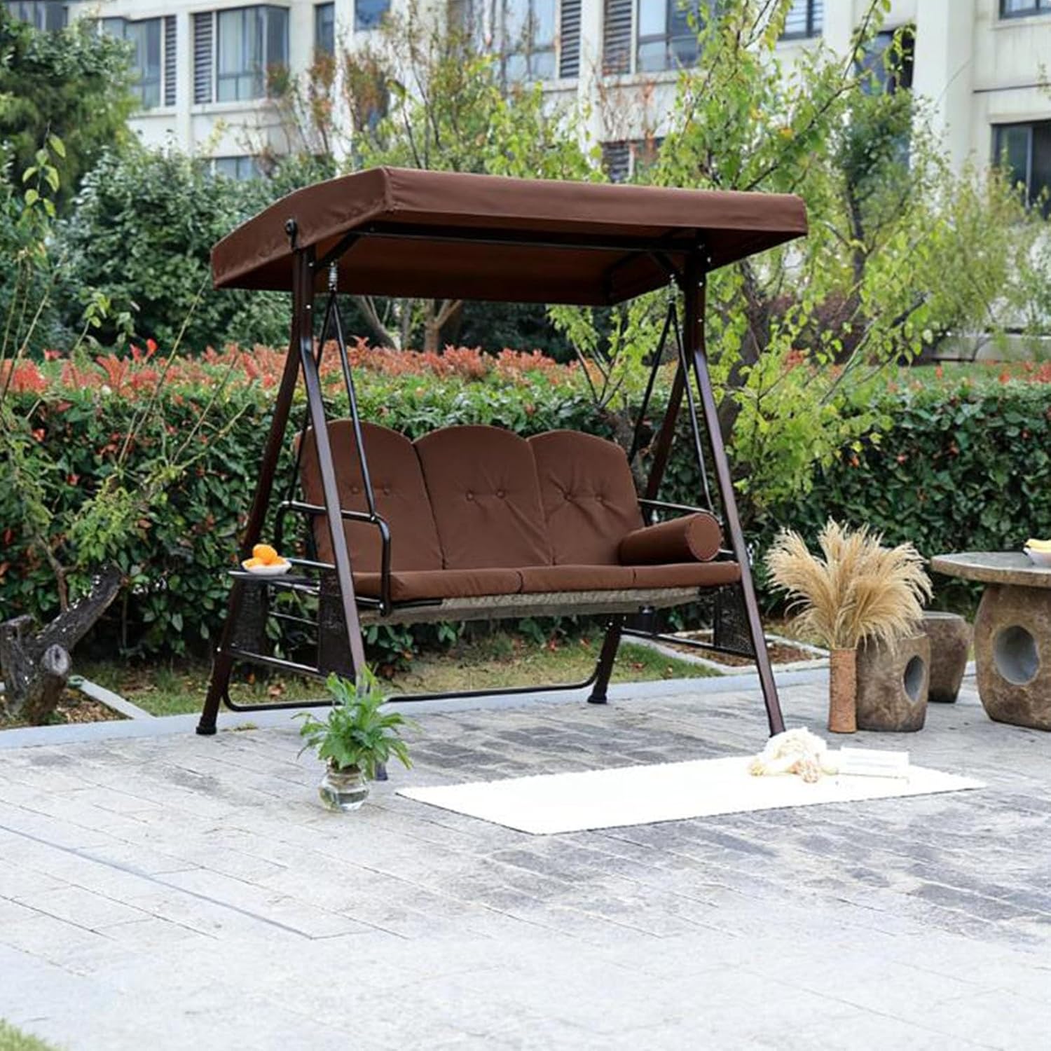 Outdoor Swing Canopy Replacement Top, Waterproof Patio Swing Canopy Replacement, for Porch Garden Yard 2/3 Seat Patio Swing Chair(2 Seater:62 x 46 in/158 x118 cm)