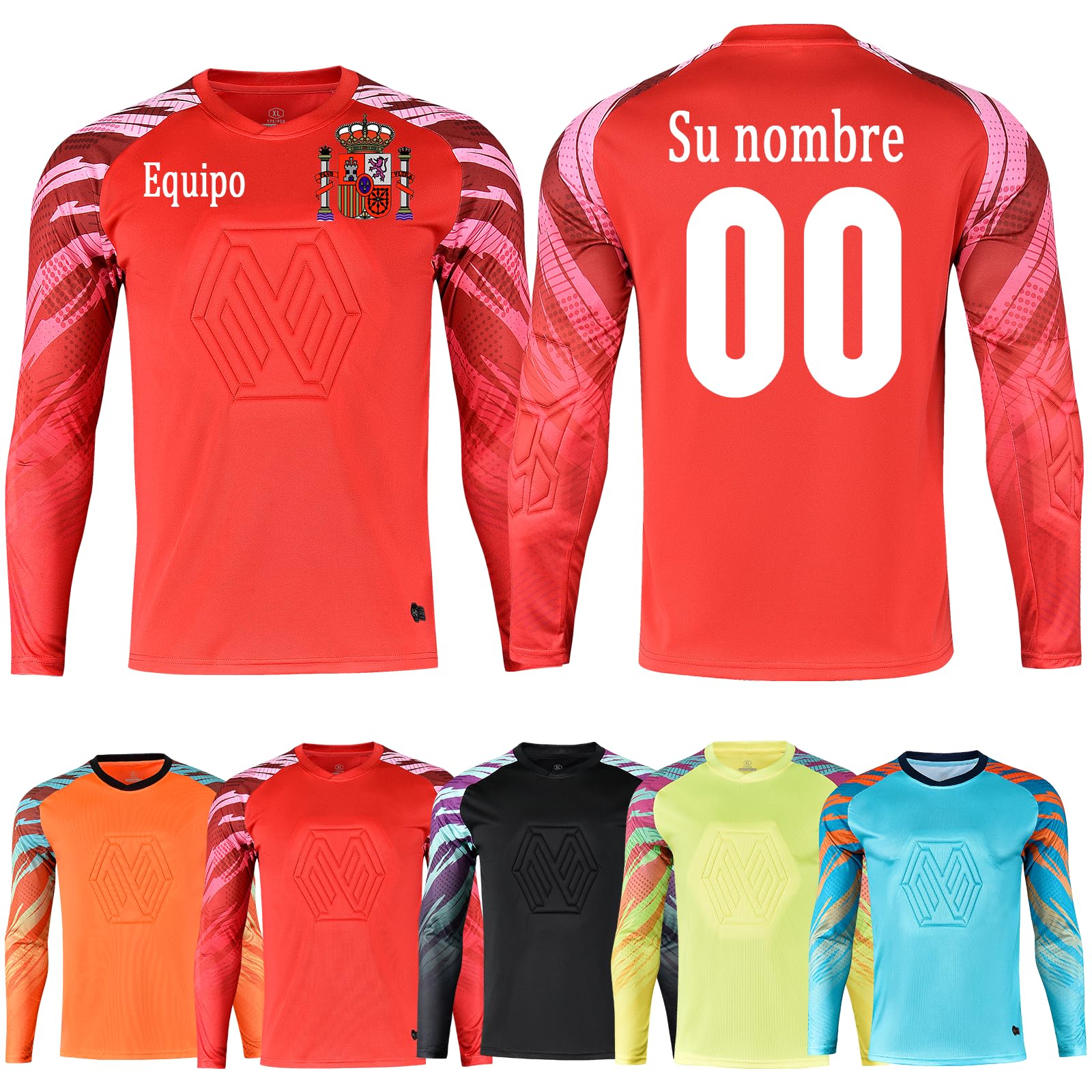 OPUTWDF Camiseta Portero Niño Adulto Futbol Personalizada con Tu Nombre y Número Equipa Conjunto de Portero Niño Hombre