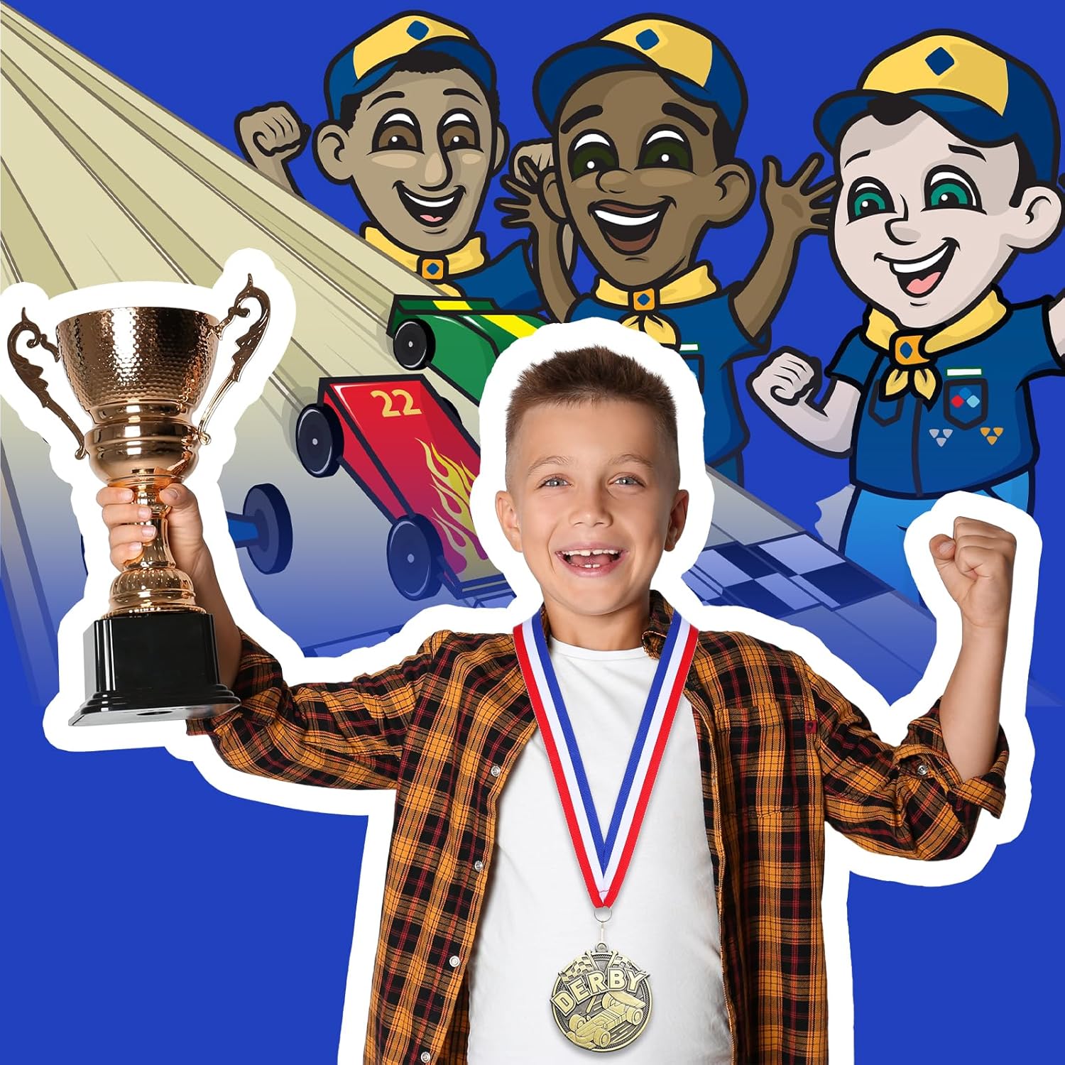 Quelay 30 Pcs Scout Race Derby Medals 2" Derby Race Car Show Trophy Award Prizes Winner Medals with Neck Ribbon for Scout Winner Champion Event Tournament Gifts