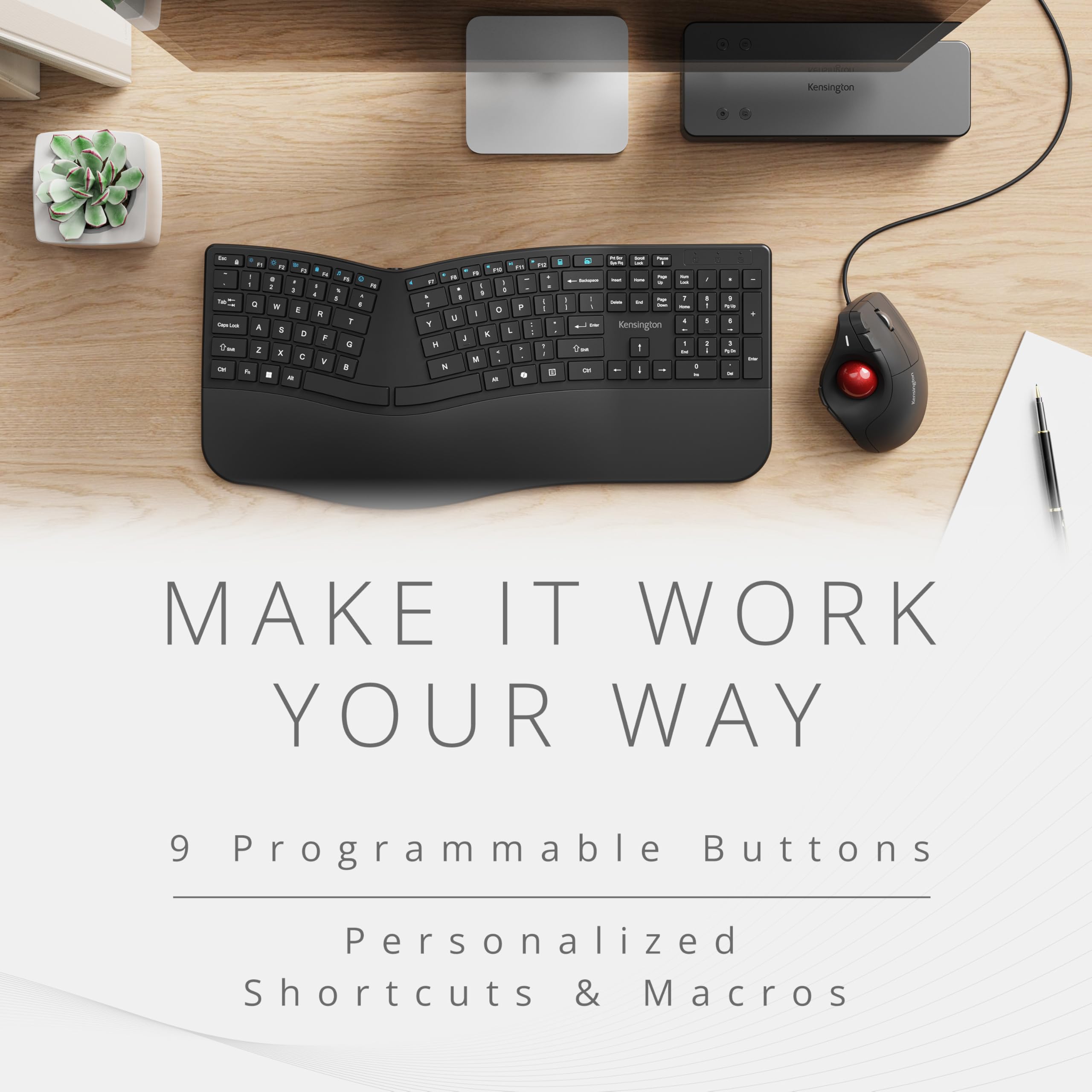 Kensington KB675 Vertikale Trackball Maus kabelgebundene, ergonomisches Design, USB-C/USB-A - Schwarz (K72170WWMY)