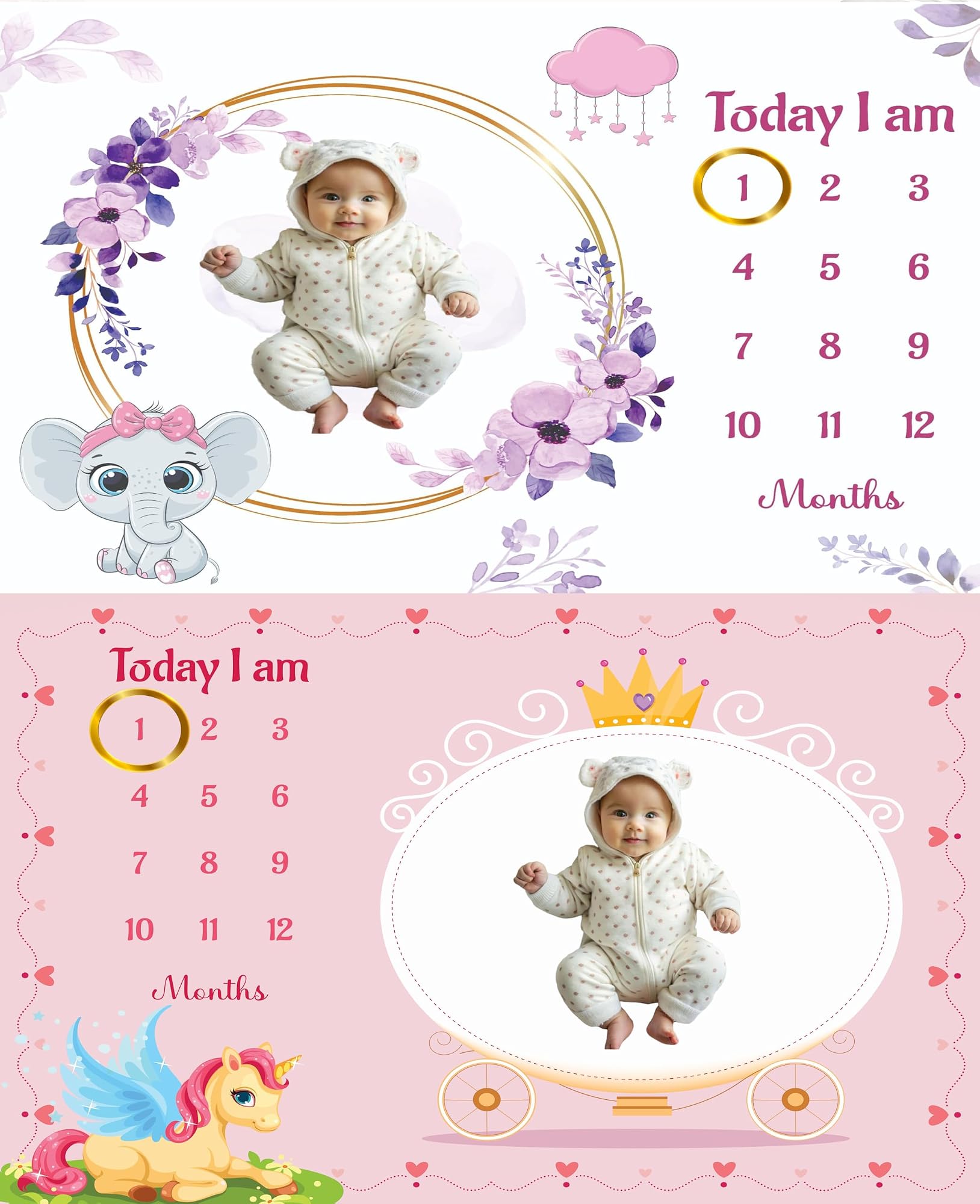 Baby Monthly Milestone Blanket Combo, Moon & Night Theme