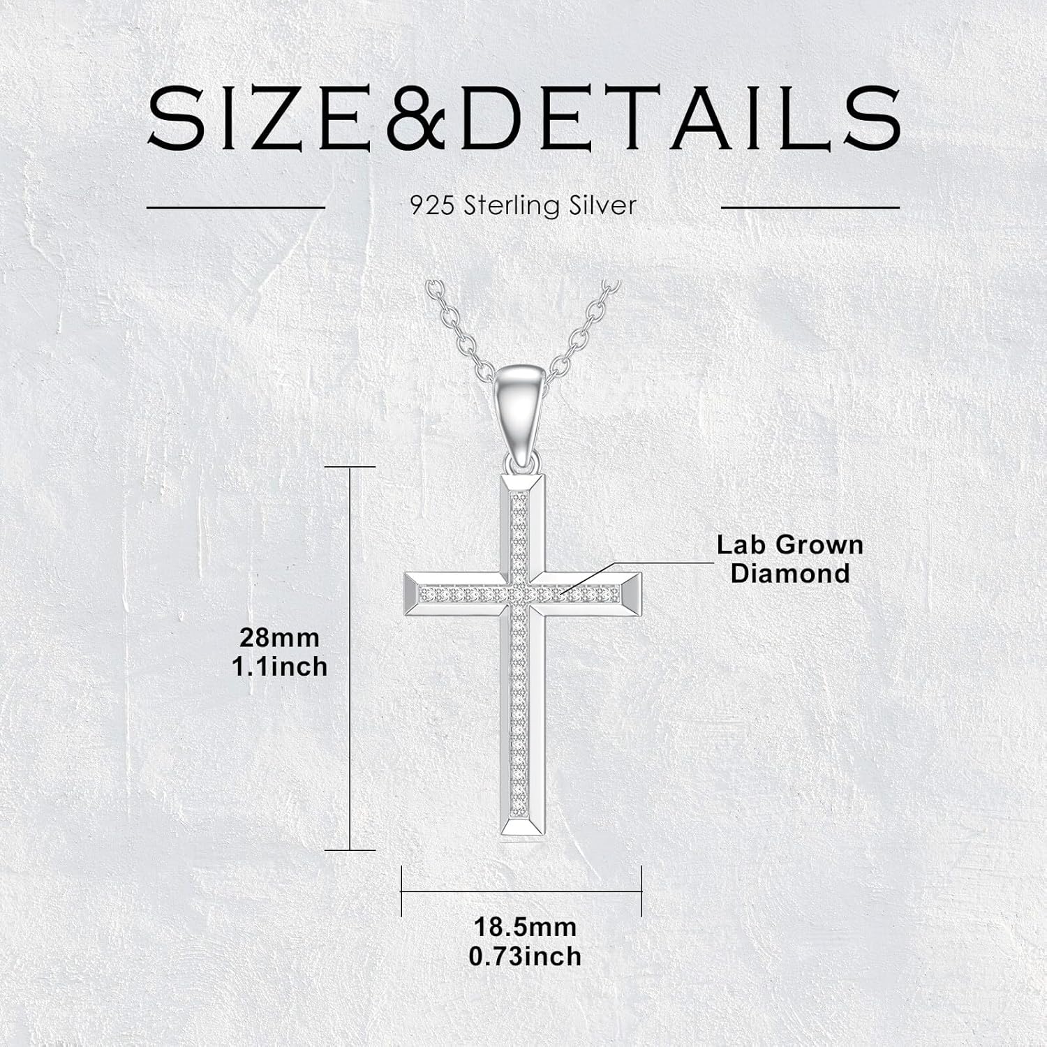 Diamond Cross Pendant Necklace for Women 925 Sterling Silver Lab Grown Diamond Jewelry Gifts 0.17 cttw D Color VVS Clarity - Image 6